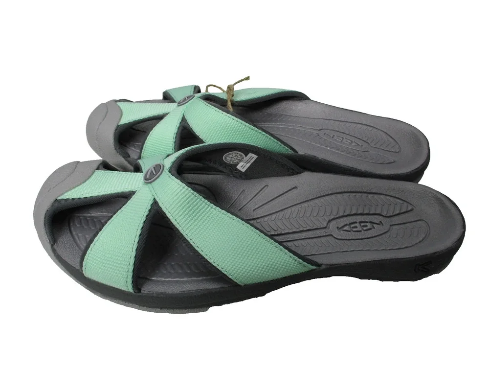 Keen Bali Slides Sandals Flip Flops Toe Guard Womens Sz 8 Lichen Green Gray